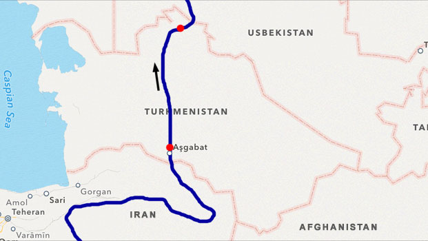 Unsere Route in Turkmenistan.