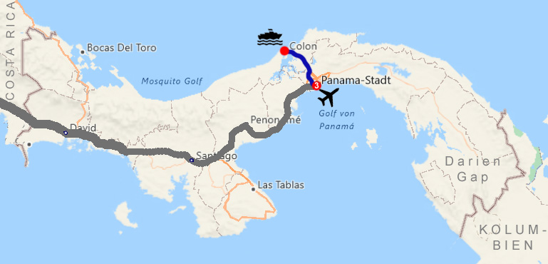 Meine Route in Panama.